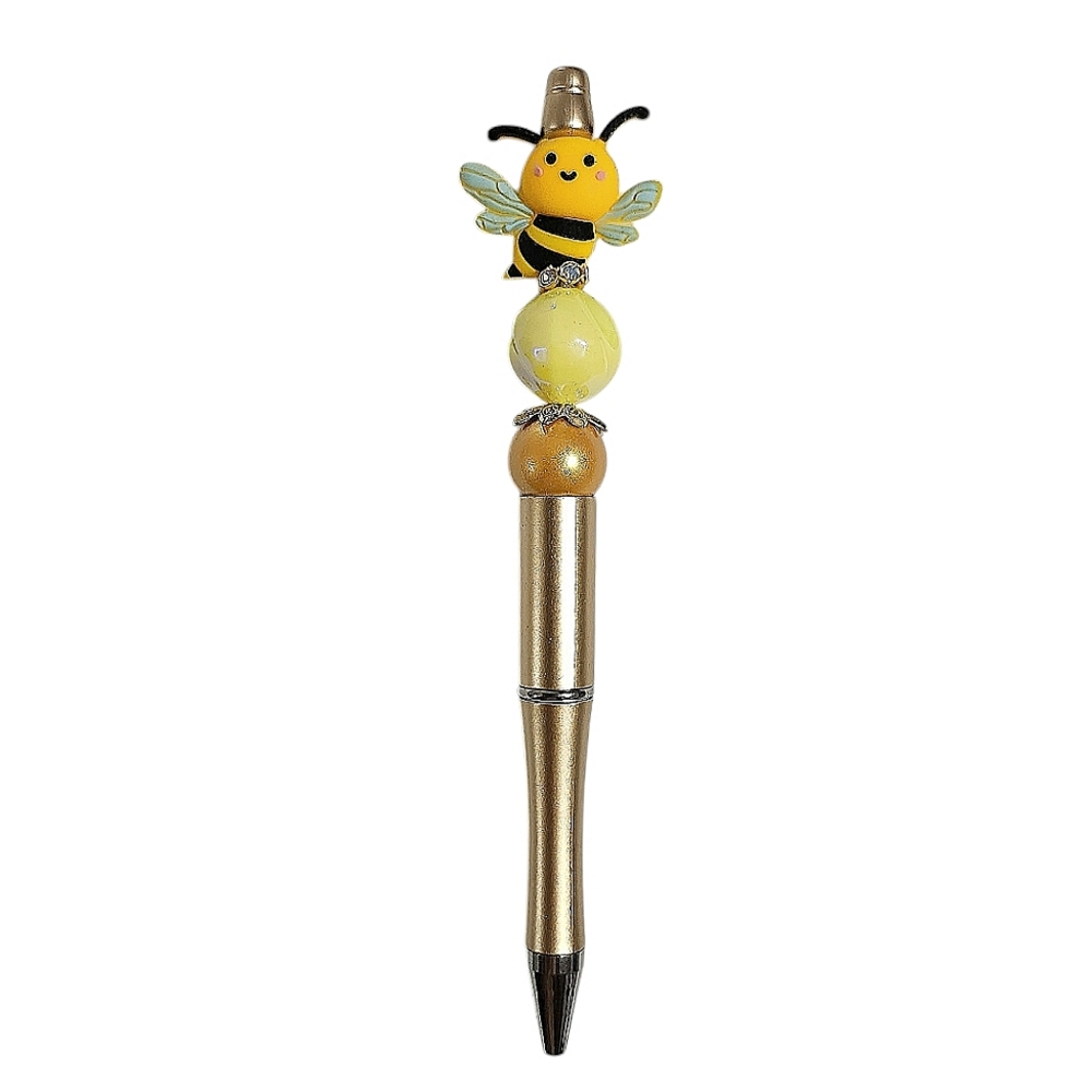 Bumble Bee Beaded Ballpoint Twist Pen Yellow Topper